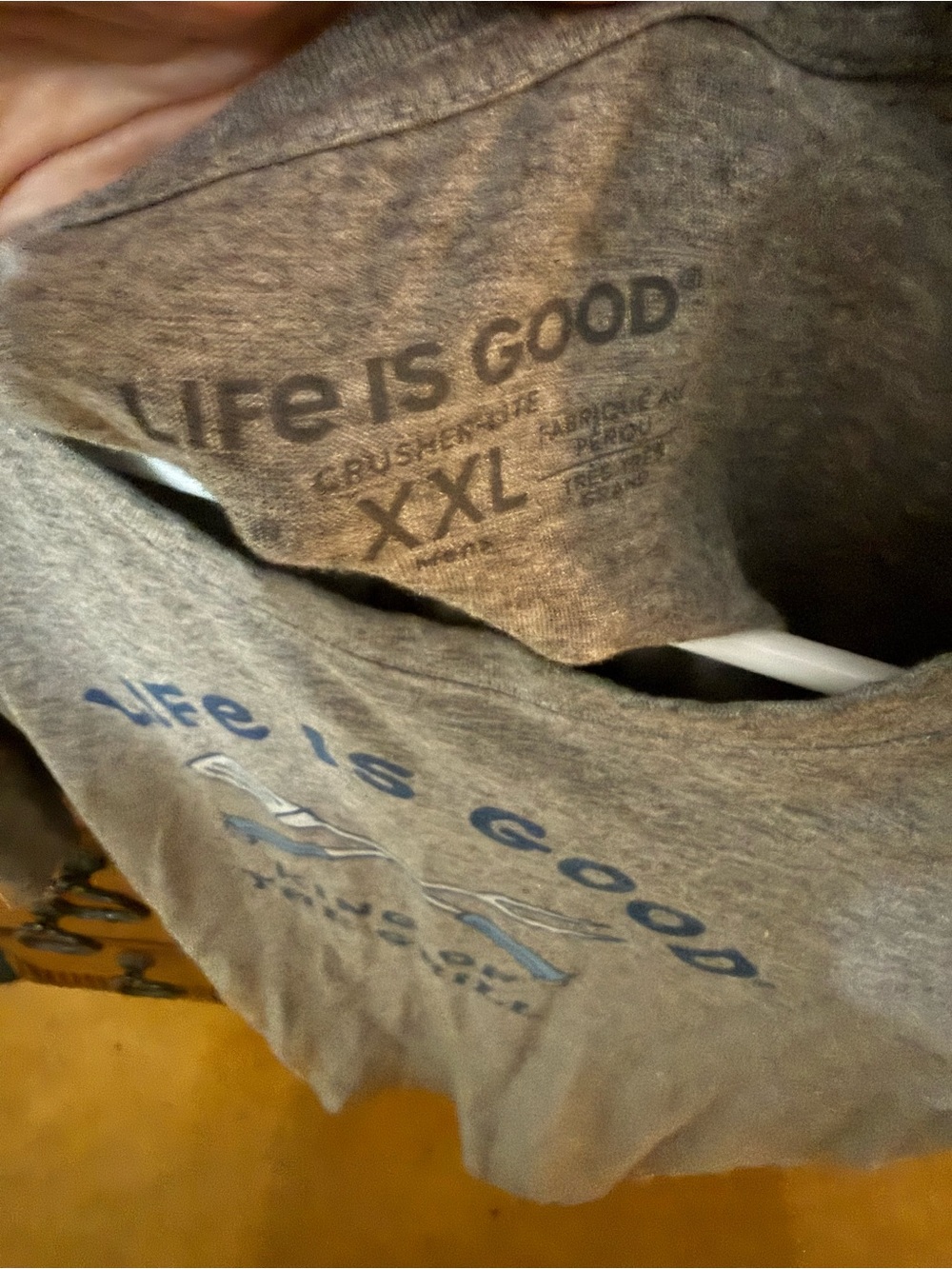 Life Is Good Gray Short Sleeve Tee with Blue Grill Graphic - Picture 3 of 3